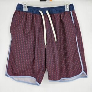 Fair Harbor Swim Trunks Mens Medium Board Shorts Blue Red Lined Outdoor Summer